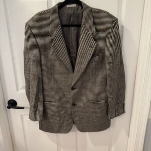 Ungaro Paris Blazer Mens 40 R Wool Brown Houndstooth Suit Jacket Sport Coat